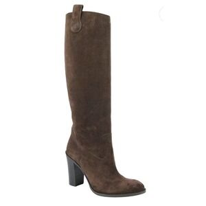 $1350 New Authentic GUCCI Leather Suede Tall Knee Boots Script Logo 317032 NICE!